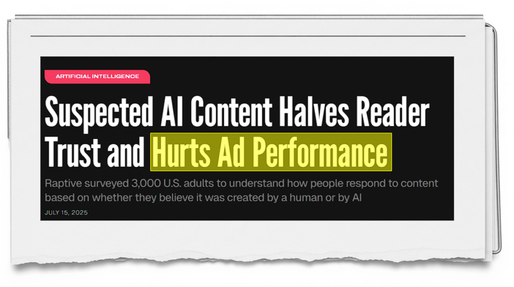 Suspected Al Content Halves Reader Trust and Hurts Ad Performance